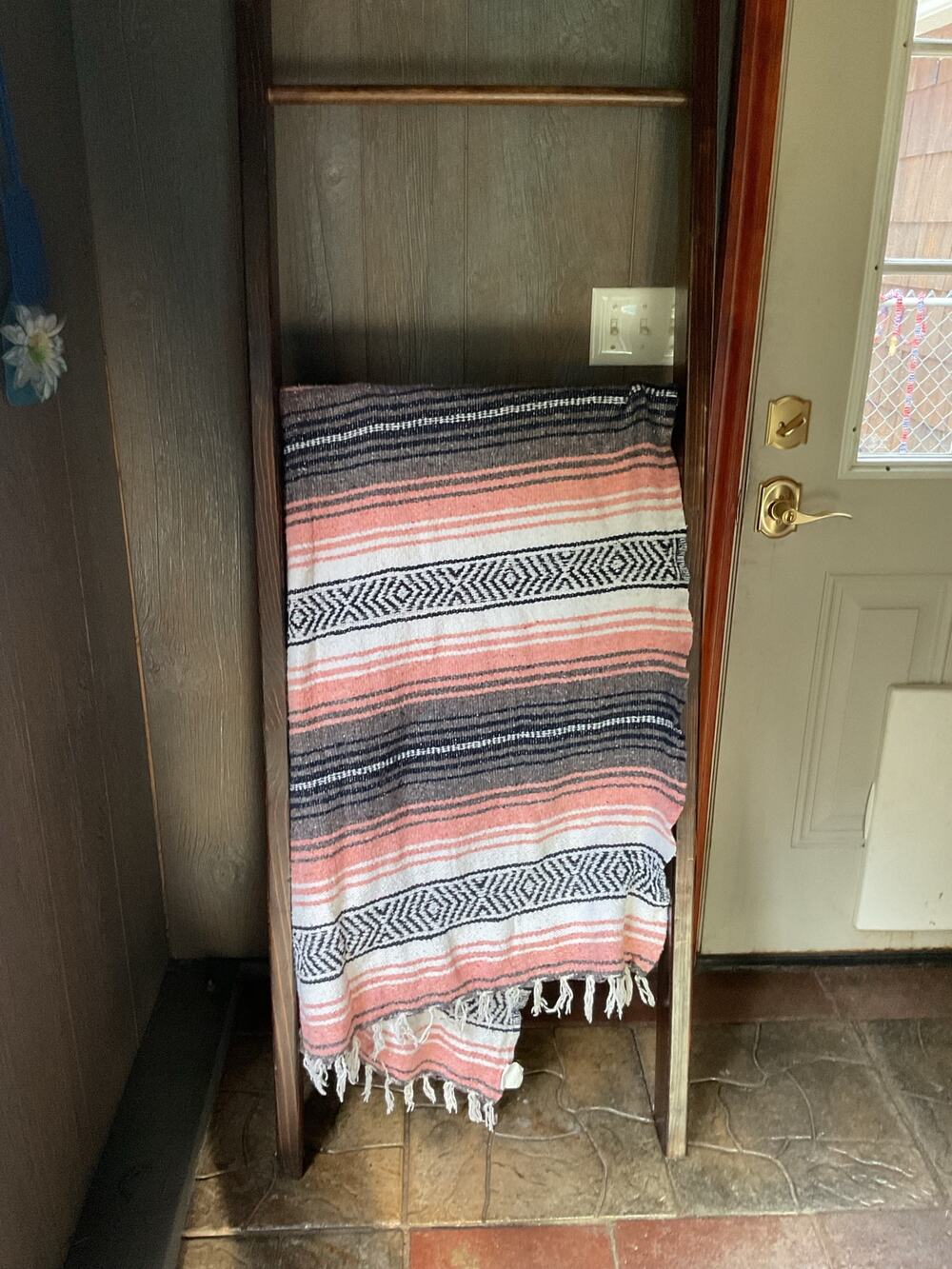 Mexican Yoga Blanket - Pink, Black and White - Size: 45” x 55”